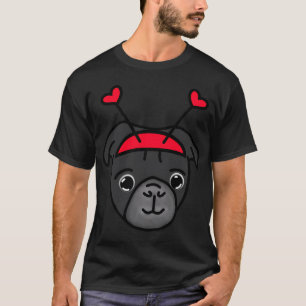 Black Pug Red Heart Bopper T-Shirt