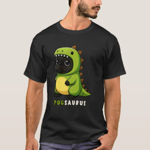 Black Pug Saurus Dinosaur Costume Trex Animal Love T-Shirt