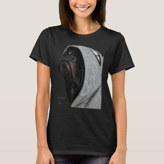 Black Pug Shirt Women Men Pug Mum Dad Life Tee Lov (Front)