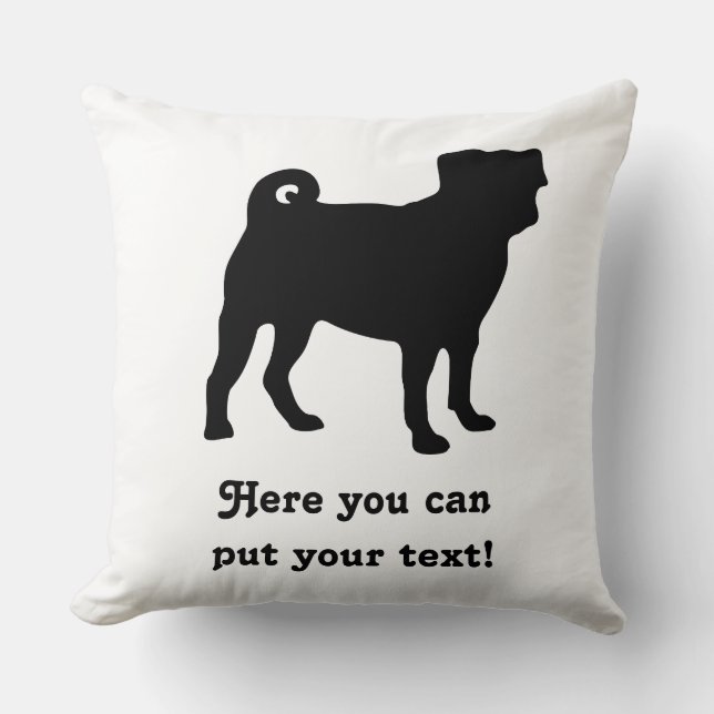 Black Pug Silhouette - Simple Vector Design Cushion (Front)