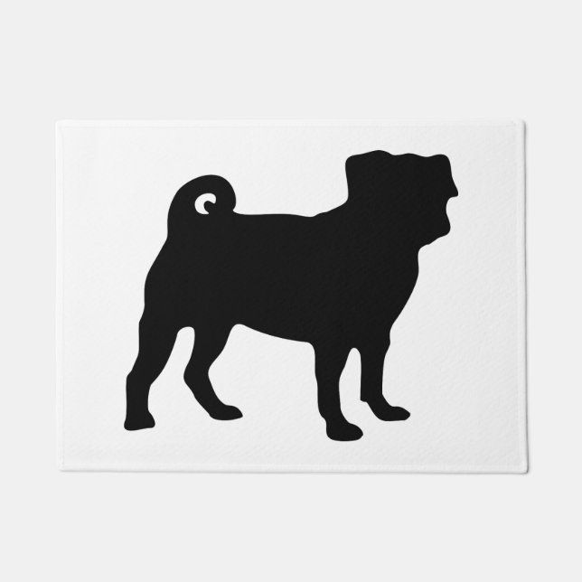 Black Pug Silhouette - Simple Vector Design Doormat (Front)