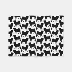 Black Pug Silhouette - Simple Vector Design Fleece Blanket