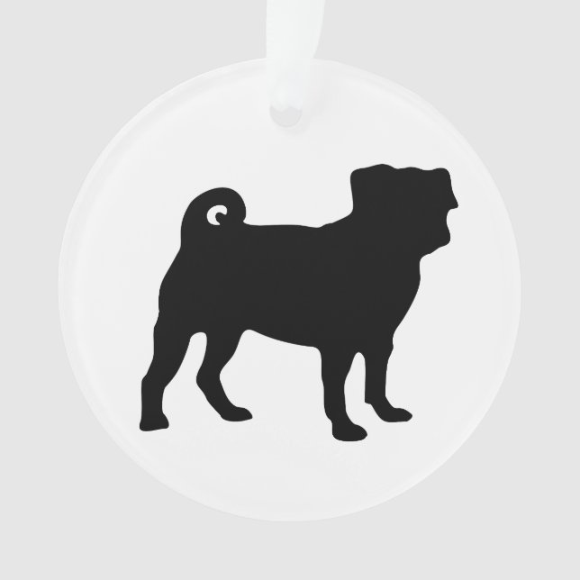Black Pug Silhouette - Simple Vector Design Ornament (Front)