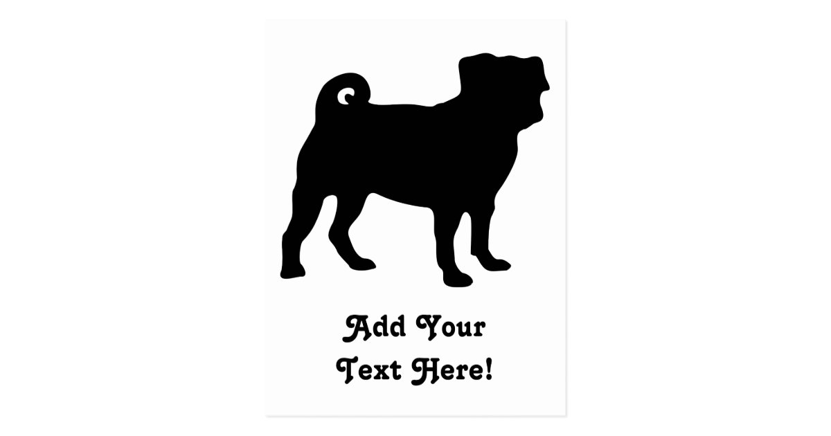 Download Black Pug Silhouette - Simple Vector Design Postcard | Zazzle.co.uk