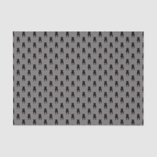 Black Pug Silhouettes on Grey Background Tissue Paper