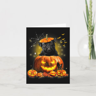 Black Pug Spooky Halloween Pumpkin Dog Head Men Card