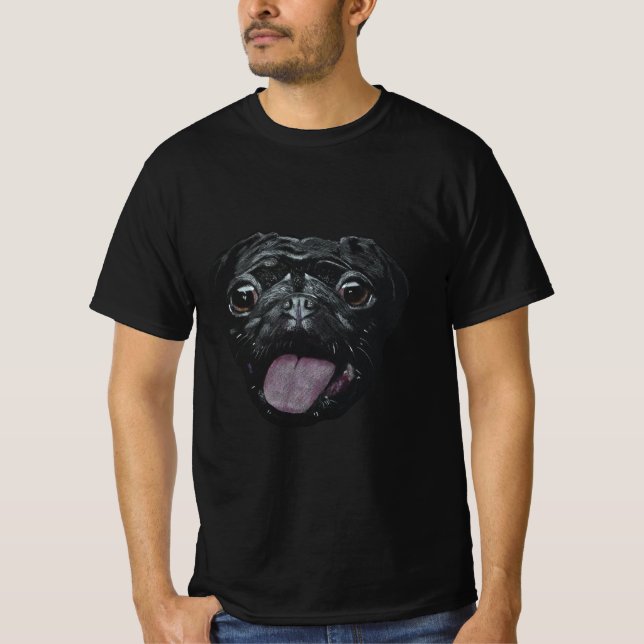 Black Pug  T-Shirt (Front)