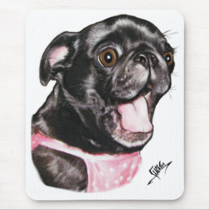Black Pug Whassup?! Mouse Mat