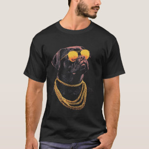 Black Pug With Sunglasses T-Shirt