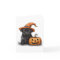 Black Pug With Witch Hat And Pumpkin Halloween Pug