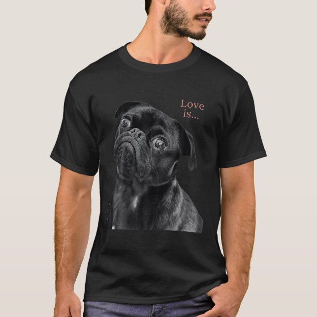 Black Pug Women Men Pug Mum Dad Life Tee Love Dog (Front)