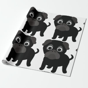 Black Pug Wrapping Paper