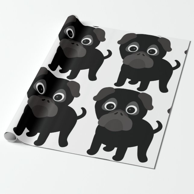 Black Pug Wrapping Paper (Unrolled)