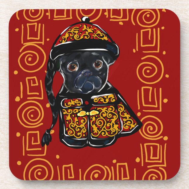 Black Pug Year of the Dog Coaster (Front)