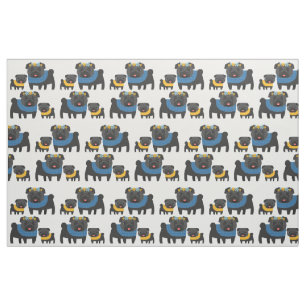 Black Pugs 2 Fabric