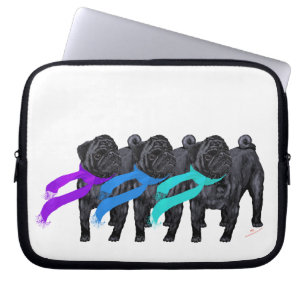 Black Pugs in Scarves Laptop Sleeve