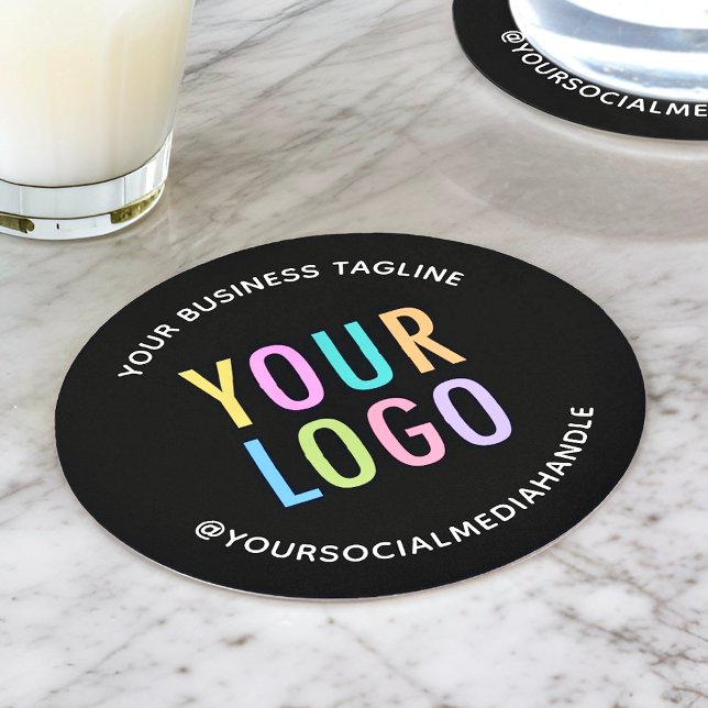 Black Pulpboard Coasters with Business Logo Bulk (MISOOK Round Black Pulpboard Paper Coasters with Logo)