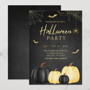 Black Pumpkin Adult Halloween Party Invitation