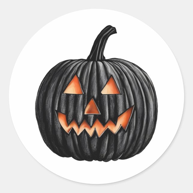 Black Pumpkin Classic Round Sticker (Front)