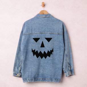 Black Pumpkin Face Denim Jacket