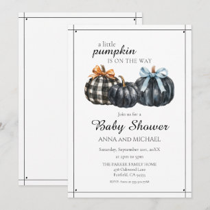Black Pumpkin Fall Baby Shower Invitation