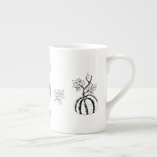 Black Pumpkin for Halloween    Bone China Mug (Right)