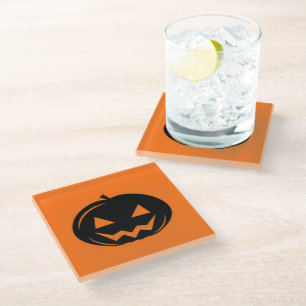 Black pumpkin glass coaster