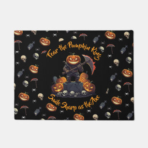 🖤 Black Pumpkin King Halloween Doormat 🎃