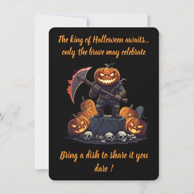 🖤 Black Pumpkin King Halloween Invite 🎃 (Back)