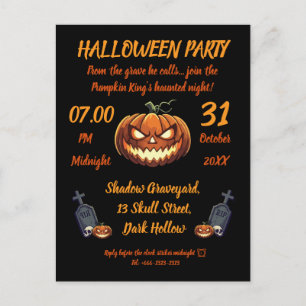 🖤 Black Pumpkin King Halloween Invite 🎃