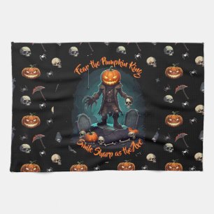 🖤 Black Pumpkin King Kitchen Towel 🎃