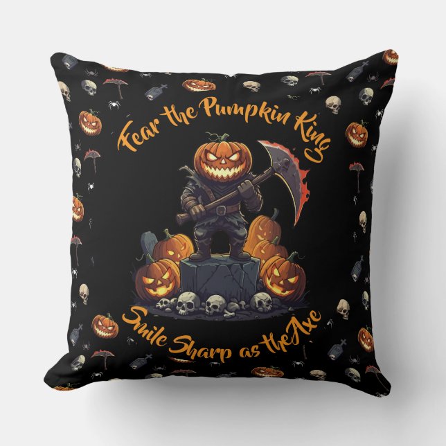 🖤 Black Pumpkin King Throw Pillow 🎃 (Front)