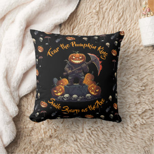 🖤 Black Pumpkin King Throw Pillow 🎃