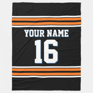 Black Pumpkin Orange White Sports Jersey Fleece Blanket