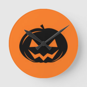 Black Pumpkin Round Clock