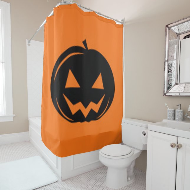 Black pumpkin shower curtain (In Situ)