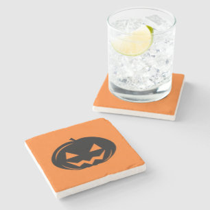 Black pumpkin stone coaster