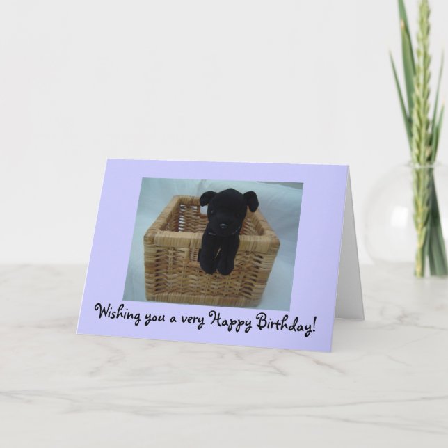 Black Puppy In A Basket Card (Front)