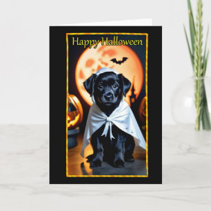 Black Puppy in Costume Halloween Card