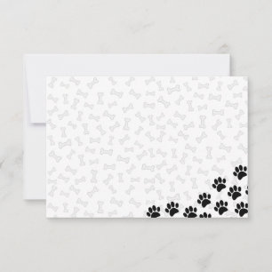 Black Puppy Paw Prints and Bones Custom Card