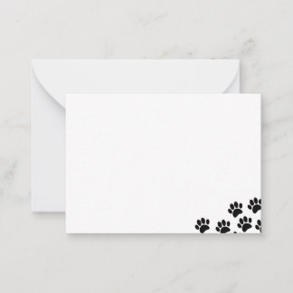 Black Puppy Paw Prints Blank Card