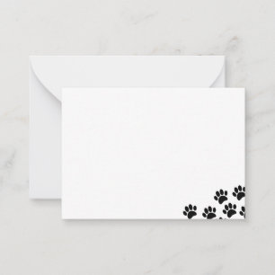 Black Puppy Paw Prints Blank Pet Card