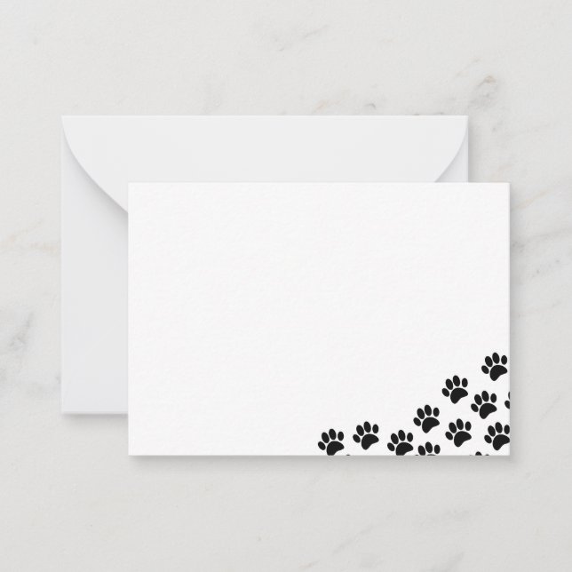 Black Puppy Paw Prints  Card (Front)