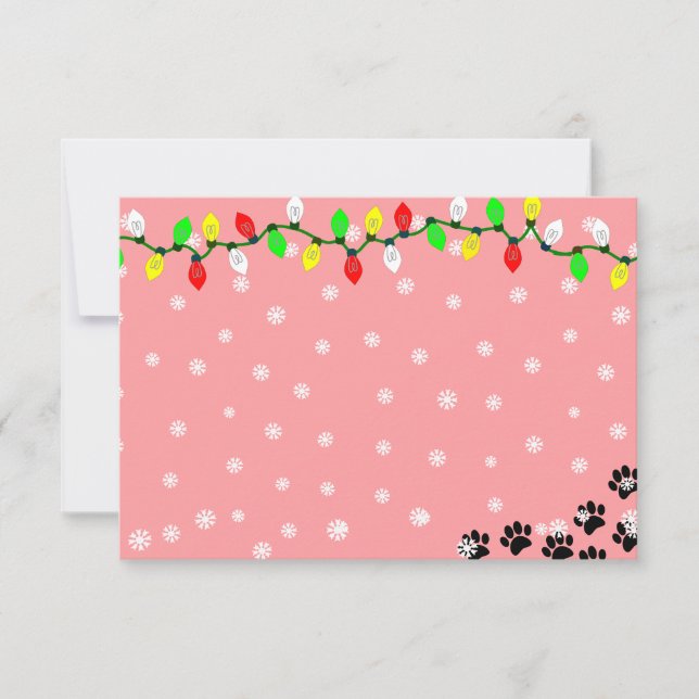 Black Puppy Paw Prints Custom Christmas Card (Front)