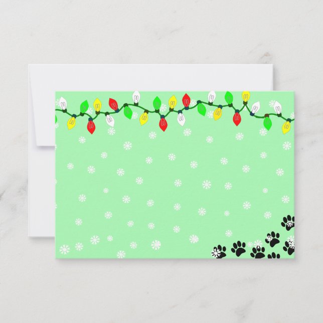 Black Puppy Paw Prints Custom Christmas Card (Front)