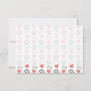 Black Puppy Paw Prints Hearts And Bones Card
