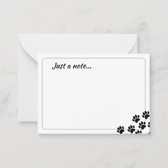 Black Puppy Paw Prints Just a Note Card (Front)