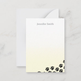 Black Puppy Paw Prints Personalized Stationery  Card