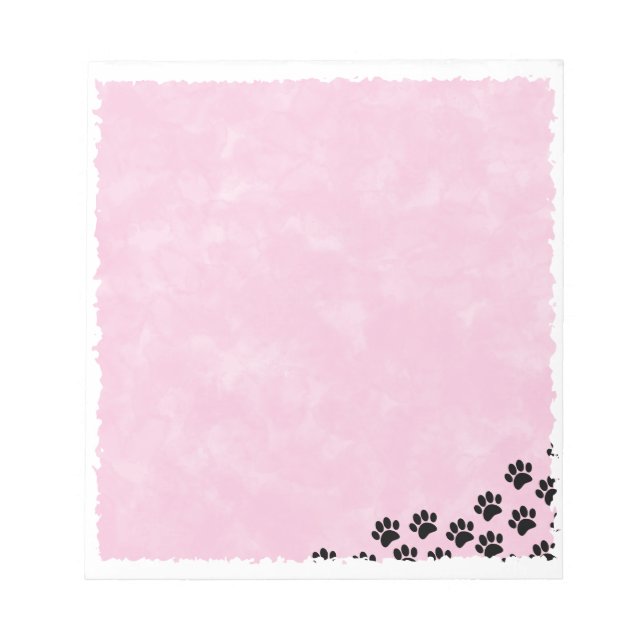 Black Puppy Paw Prints Pink Watercolor  Notepad (Front)