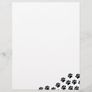 Black Puppy Paw Prints With Custom Text Letterhead